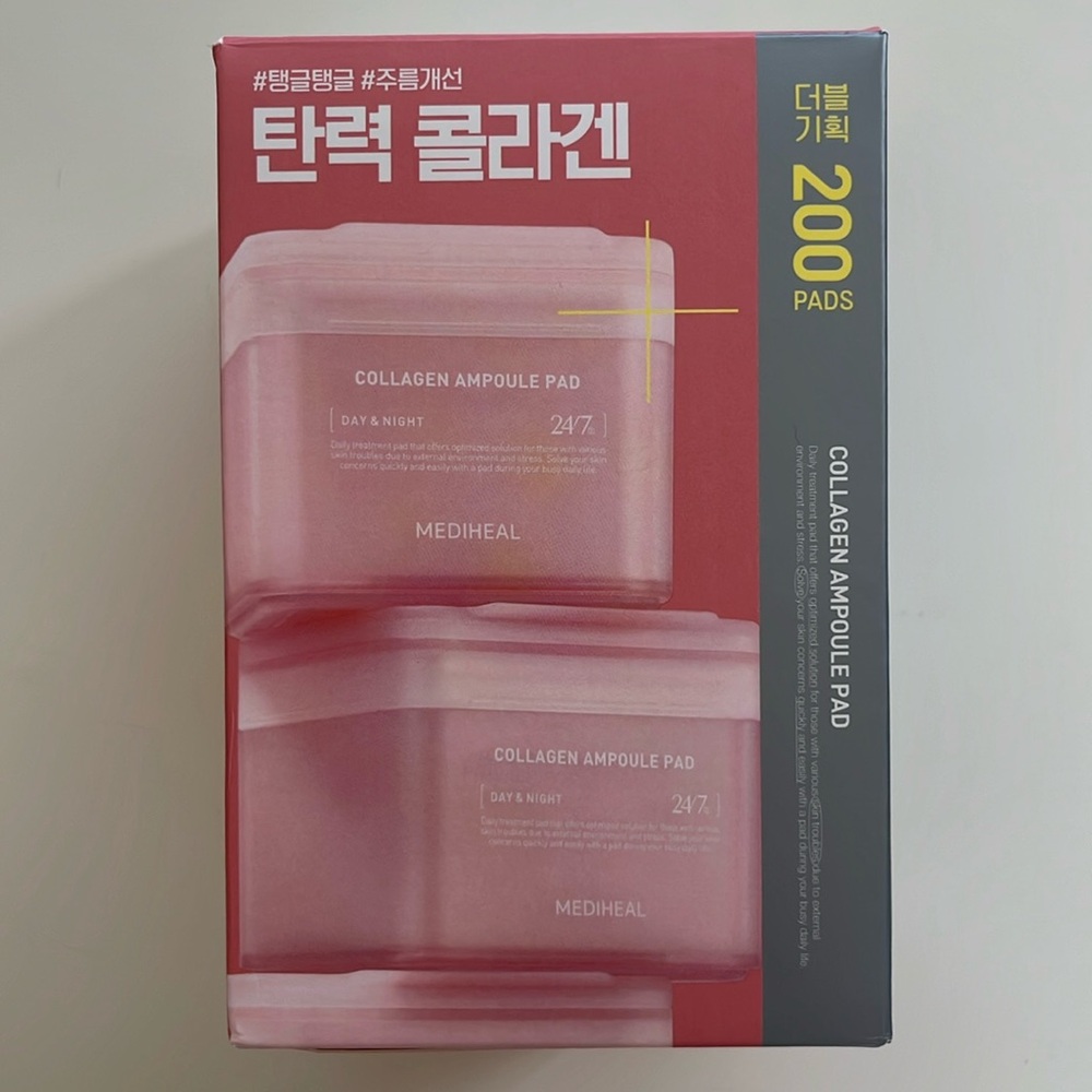 New MEDIHEAL Collagen Ampoule Day and Night Pads 200 ct.